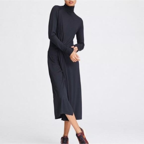 Rag and Bone Shaw Draped Midi Dress Black Size XS - Picture 3 of 8